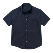 The Short Sleeve Atticus 160 in Deep Navy Indian Cotton