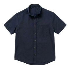 The Short Sleeve Atticus 160 in Deep Navy Indian Cotton