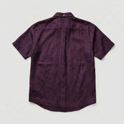 The Short Sleeve Atticus 140 in Deep Plum Linen