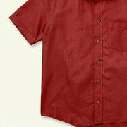 The Short Sleeve Mercier 120 in Cranberry Red Cotton Flax