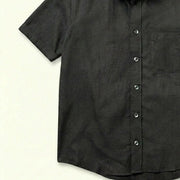The Short Sleeve Mercier 120 in Ebony Black Cotton Flax