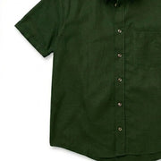 The Short Sleeve Mercier 120 in Deep Olive Cotton Flax