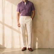 The Short Sleeve Atticus 125 in Smoked Plum Linen