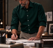 The Daniel 140 in Dark Green Indian Cotton
