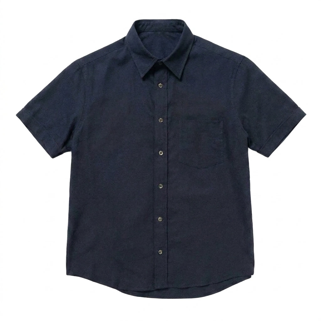 The Short Sleeve Mercier 160 in Deep Navy Indian Cotton Gallery 1