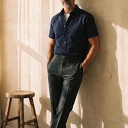 The Short Sleeve Mercier 160 in Deep Navy Indian Cotton Gallery 2