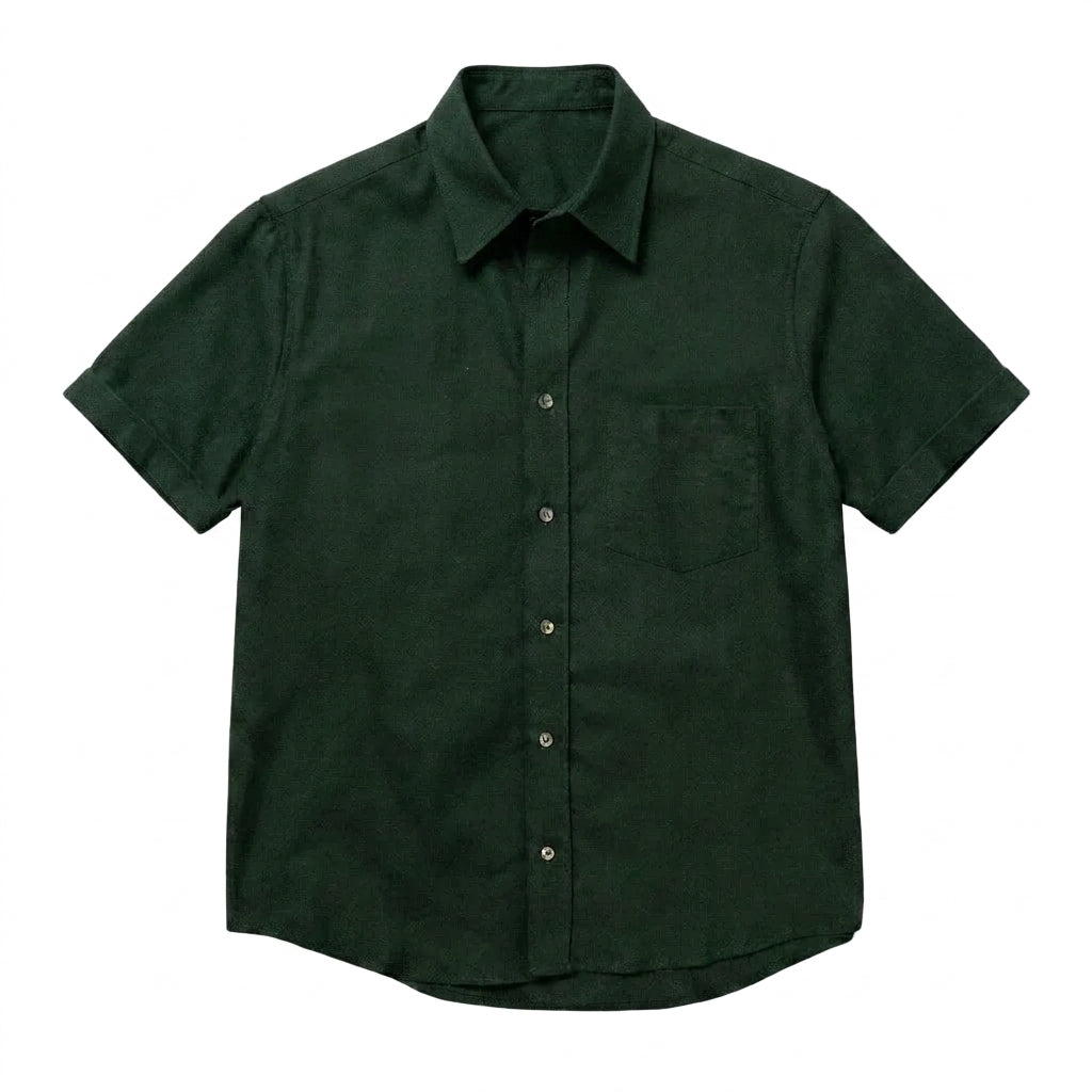 The Short Sleeve Mercier 160 in Deep Olive Indian Cotton Gallery 1