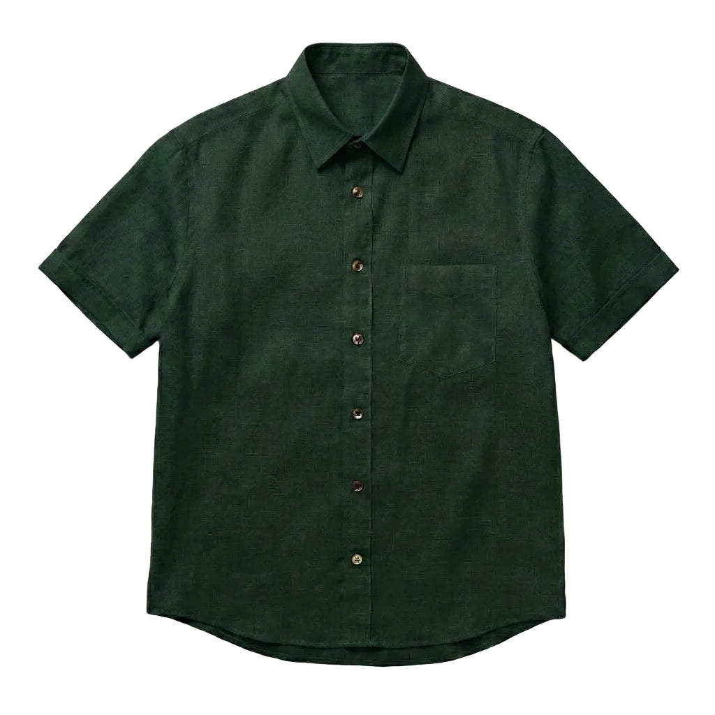 The Short Sleeve Mercier 140 in Dark Forest Linen Gallery 1