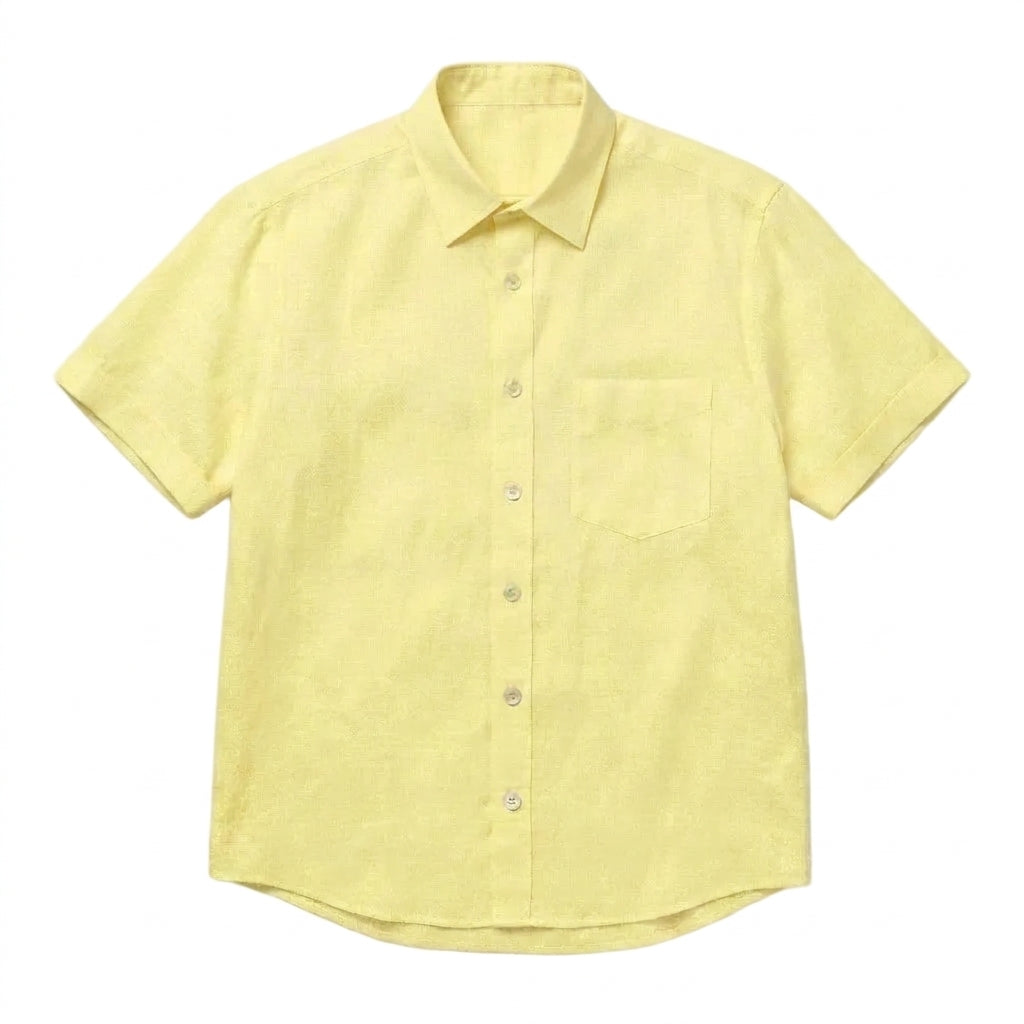 The Short Sleeve Mercier 140 in Soft Yellow Linen Gallery 1