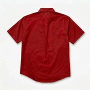 The Short Sleeve Mercier 120 in Cranberry Red Cotton Flax Gallery 4