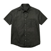 The Short Sleeve Mercier 120 in Ebony Black Cotton Flax Gallery 1