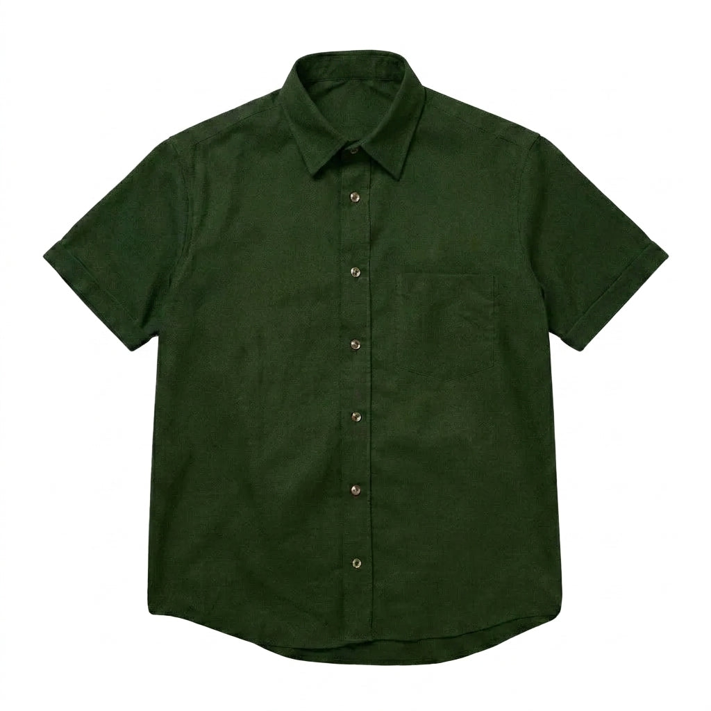 The Short Sleeve Mercier 120 in Deep Olive Cotton Flax Gallery 1