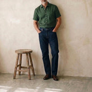 The Short Sleeve Mercier 120 in Deep Olive Cotton Flax Gallery 2