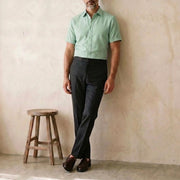 The Short Sleeve Mercier 120 in Peppermint Green Cotton Flax Gallery 2