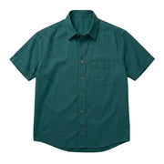 The Short Sleeve Mercier 120 in Teal Blue Cotton Flax Gallery 1