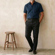 The Short Sleeve Mercier 120 in Regal Blue Cotton Flax Gallery 2