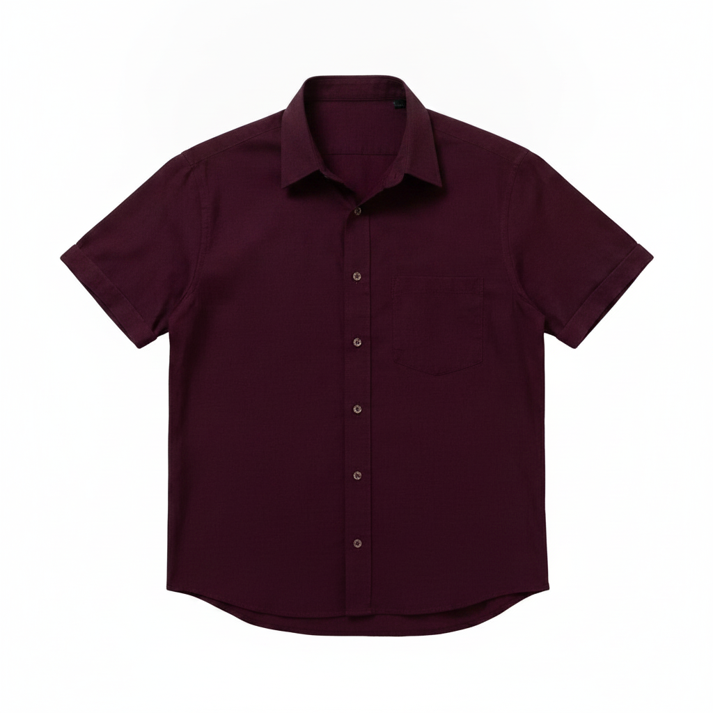 The Short Sleeve Mercier 160 in Smoked Burgundy Indian Cotton Gallery 1