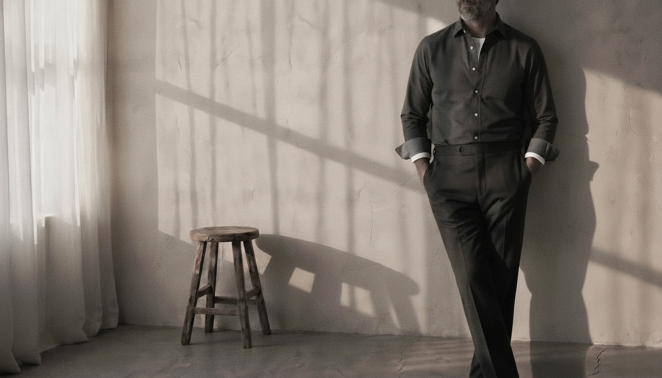 The Jack 140 in Black Chambray Cotton worn