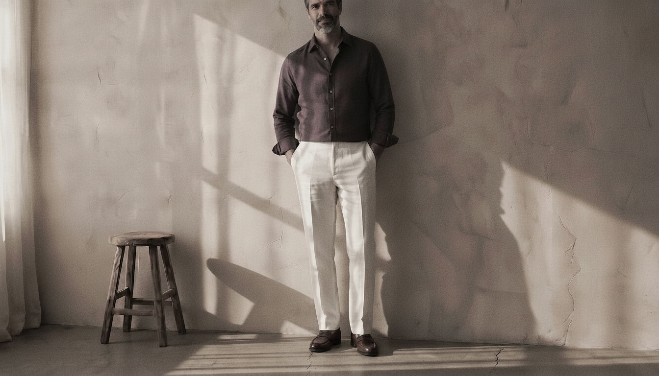 The Jack 125 in Smoked Plum Linen worn