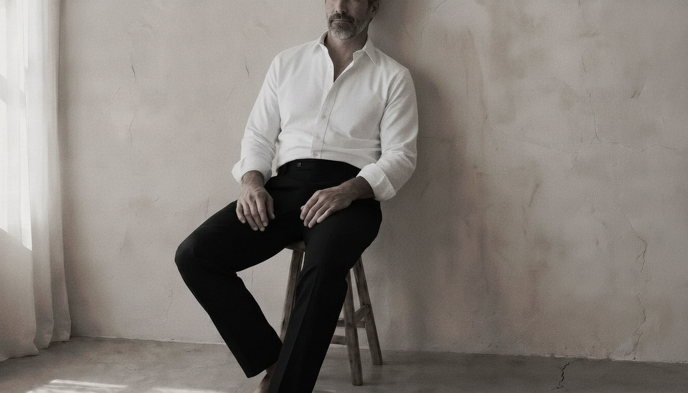 The Jack 160 in Arctic Ice Pinpoint Oxford Cotton worn