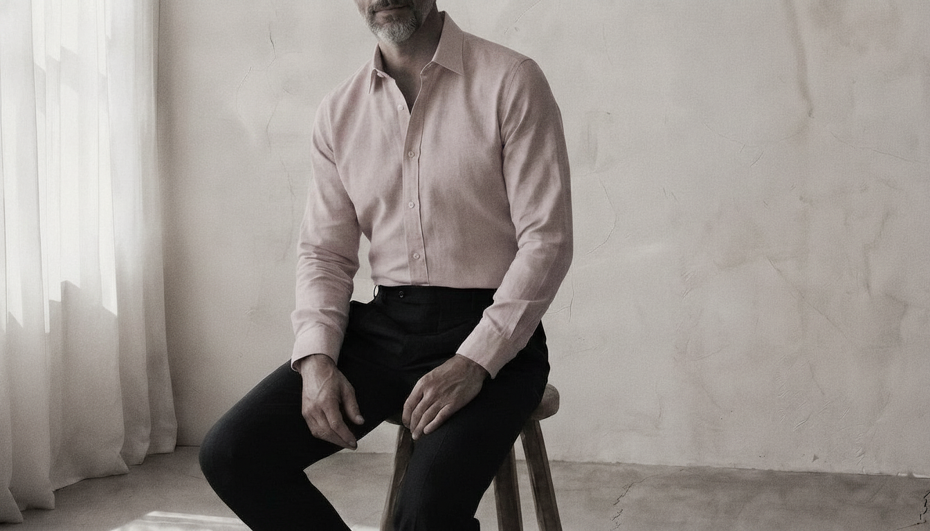 The Jack 120 in Misty Pink Cotton Flax worn