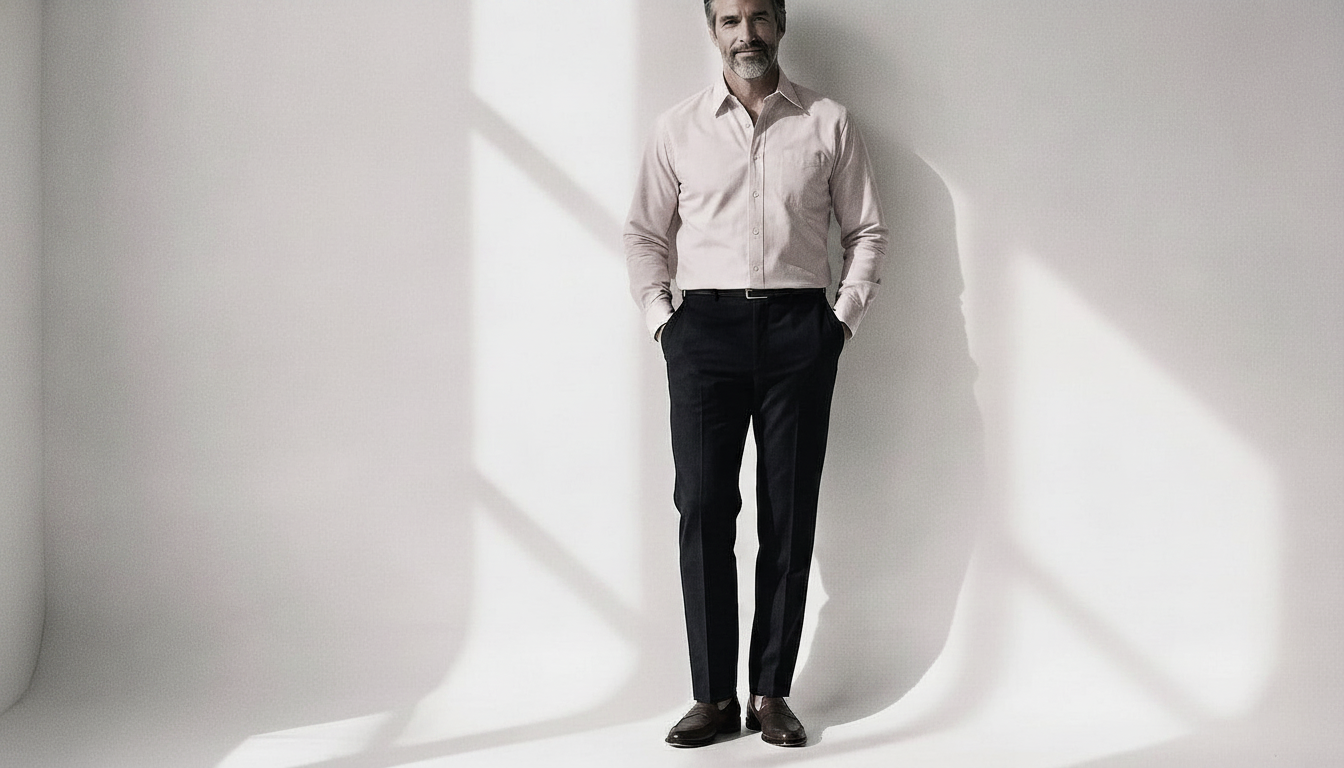 The Jack 160 in Pink Whisper Pinpoint Oxford Cotton worn