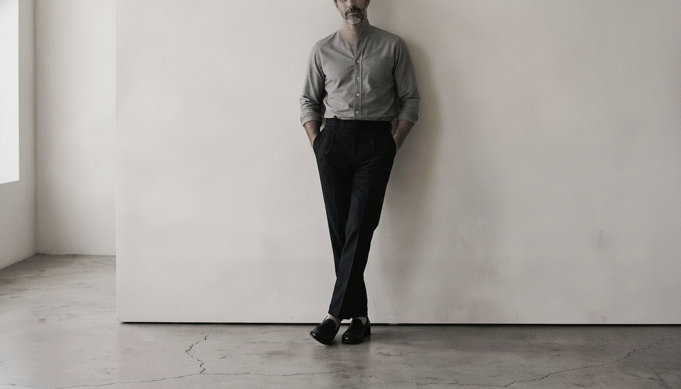 The Jack 160 in Riverstone Grey Pinpoint Oxford Cotton worn