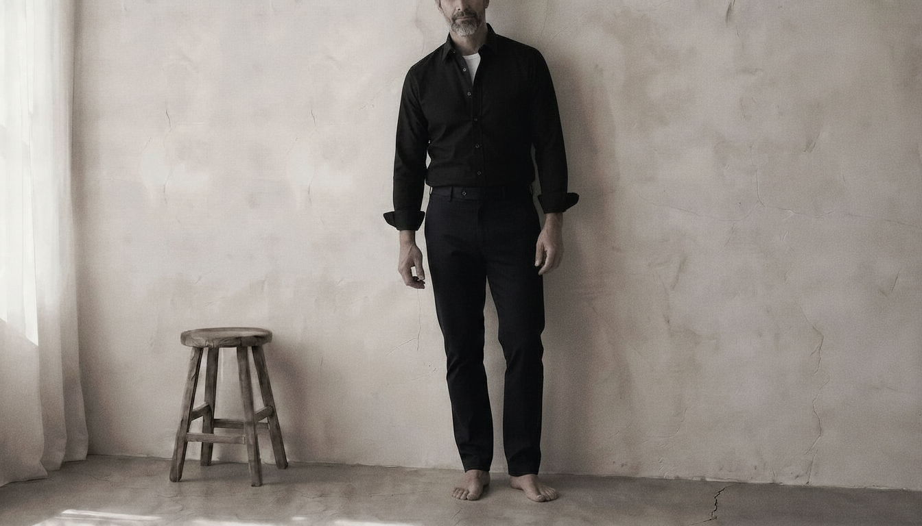 The Jack 160 in Onyx Oxford Cotton worn