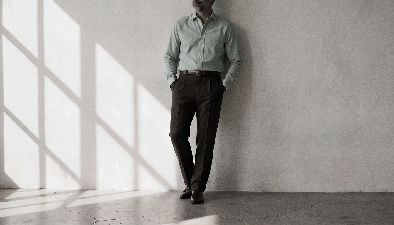 The Jack 160 in Seafoam Blue Pinpoint Oxford Cotton worn