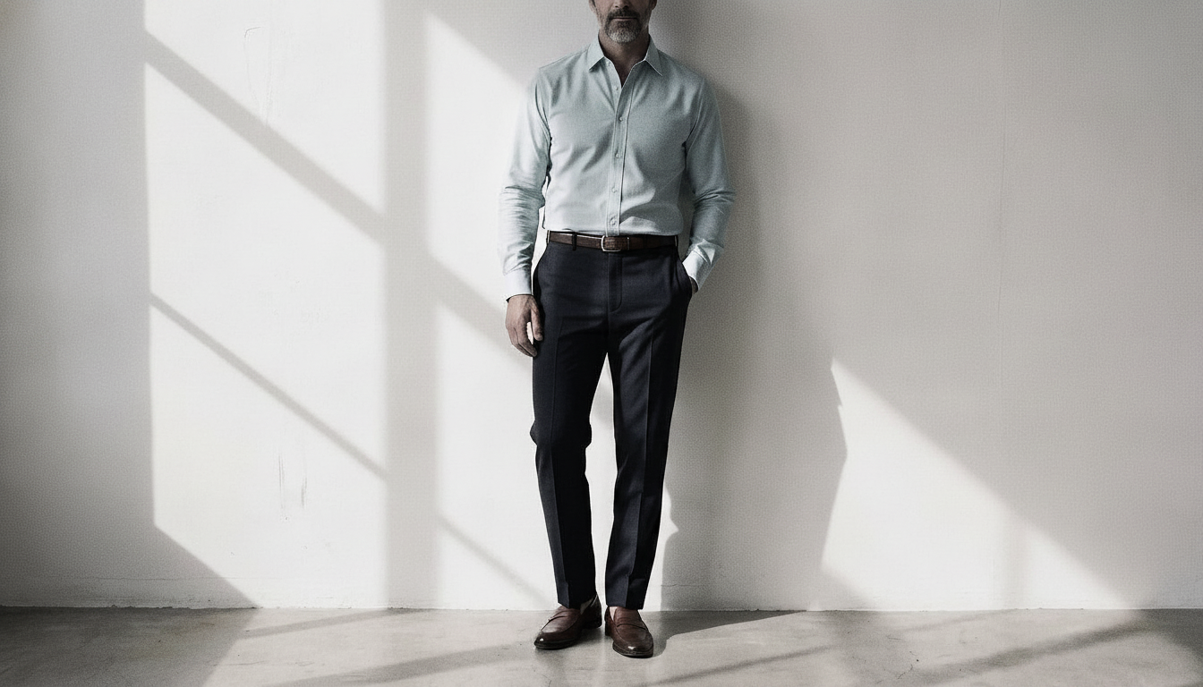 The Jack 160 in Sea Glass Pinpoint Oxford Cotton worn