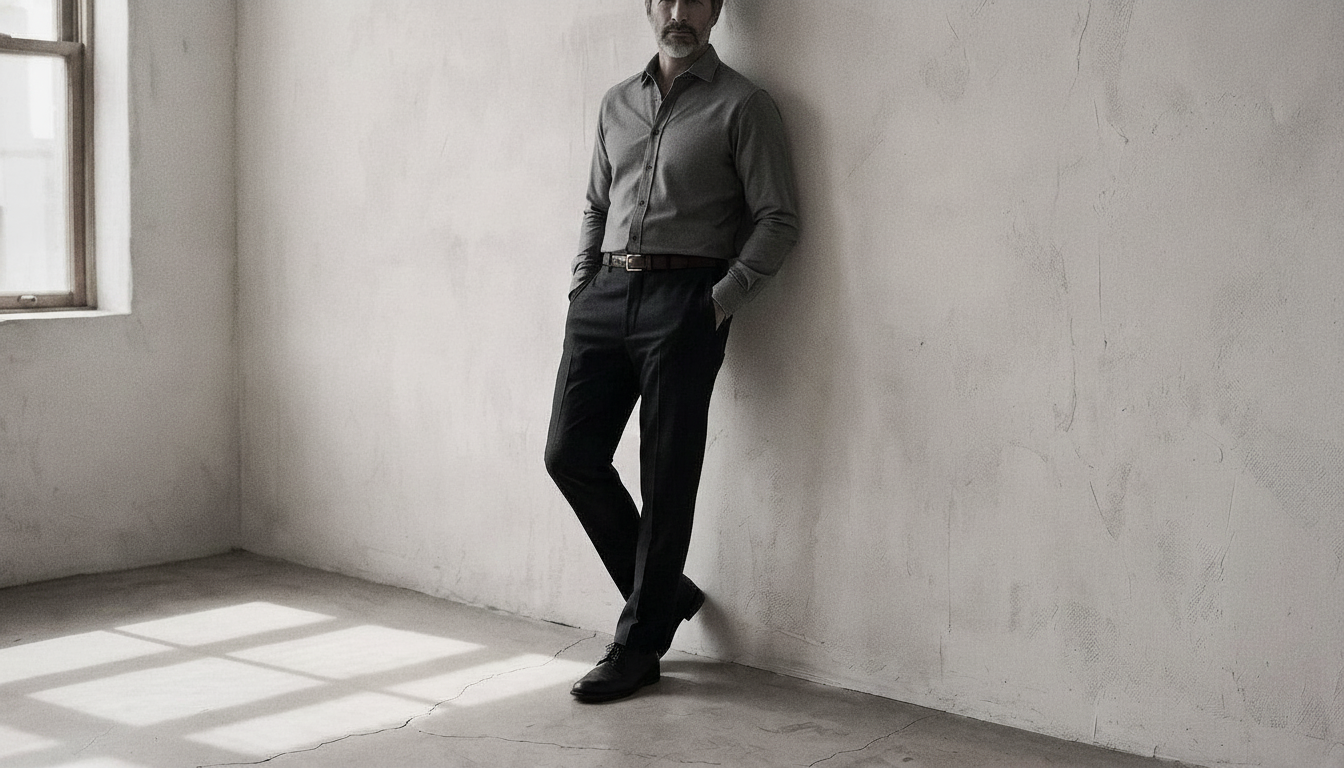 The Jack 160 in Blue Static Pinpoint Oxford Cotton worn