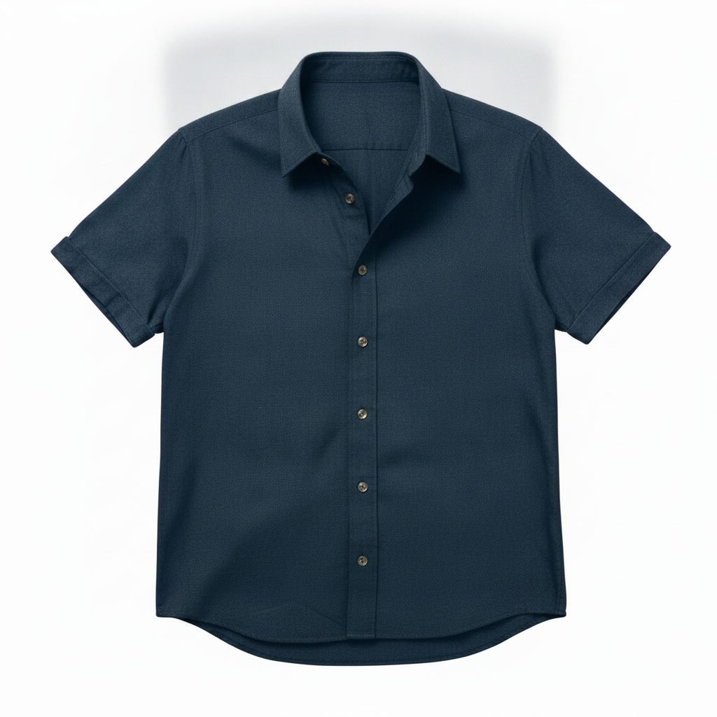 The Short Sleeve Mercier 120 in Regal Blue Cotton Flax Gallery 1
