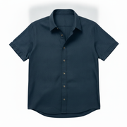 The Short Sleeve Mercier 120 in Regal Blue Cotton Flax Gallery 1