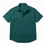 The Short Sleeve Mercier 120 in Teal Blue Cotton Flax Gallery 1