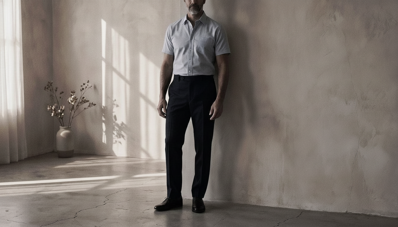 The Short Sleeve Jack 160 in Washed Iris Pinpoint Oxford Cotton worn