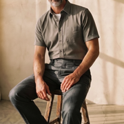 The Short Sleeve Mercier 160 in Dirty Taupe Oxford Cotton Gallery 2