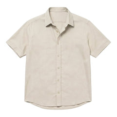 The Short Sleeve Jack 160 in Almond Milk Pinpoint Oxford Cotton