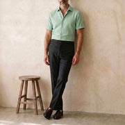 The Short Sleeve Mercier 120 in Peppermint Green Cotton Flax Gallery 2