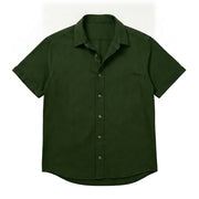 The Short Sleeve Mercier 120 in Deep Olive Cotton Flax Gallery 1