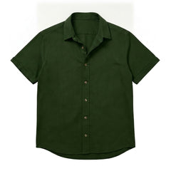 The Short Sleeve Jack 120 in Deep Olive Cotton Flax