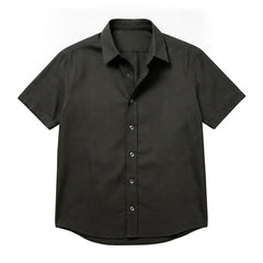 The Short Sleeve Jack 120 in Ebony Black Cotton Flax