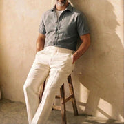 The Short Sleeve Mercier 125 in Muted Slate Linen Gallery 2
