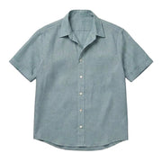 The Short Sleeve Mercier 140 in Muted Teal Linen Gallery 1