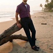 The Short Sleeve Mercier 140 in Deep Plum Linen Gallery 2