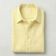 The Short Sleeve Mercier 140 in Soft Yellow Linen Gallery 3