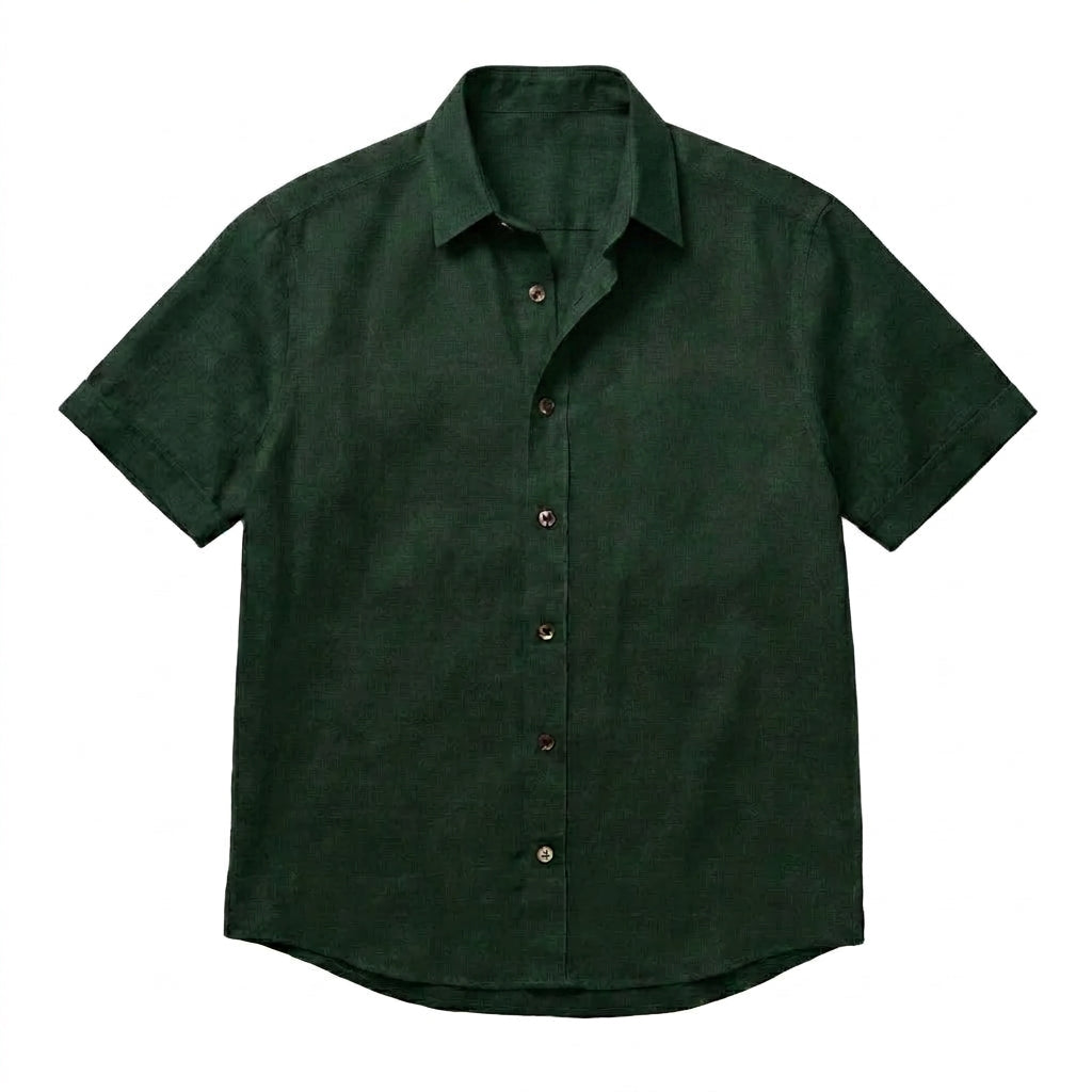 The Short Sleeve Mercier 140 in Dark Forest Linen Gallery 1