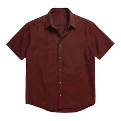 The Short Sleeve Jack 160 in Berry Red Indian Cotton