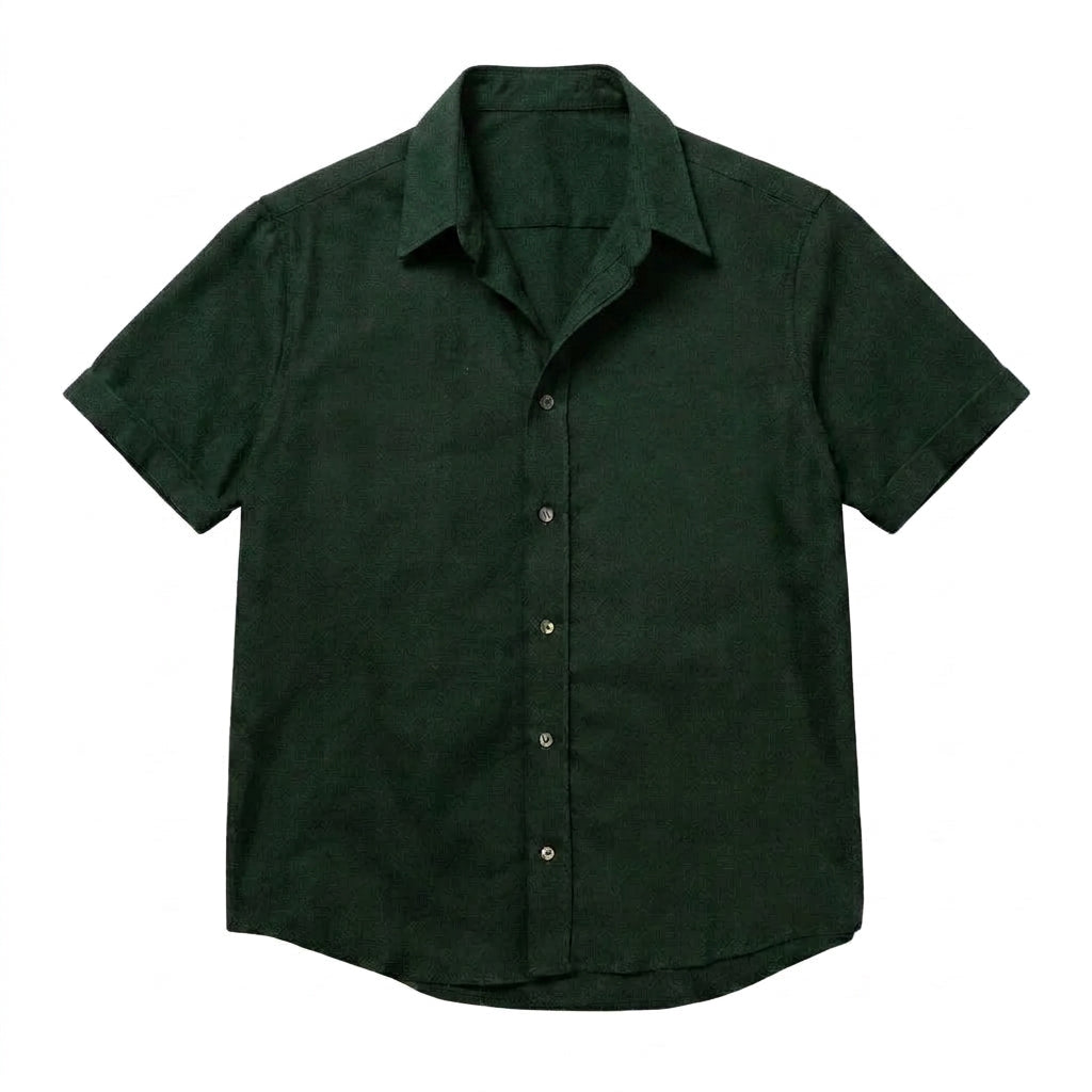 The Short Sleeve Mercier 160 in Deep Olive Indian Cotton Gallery 1