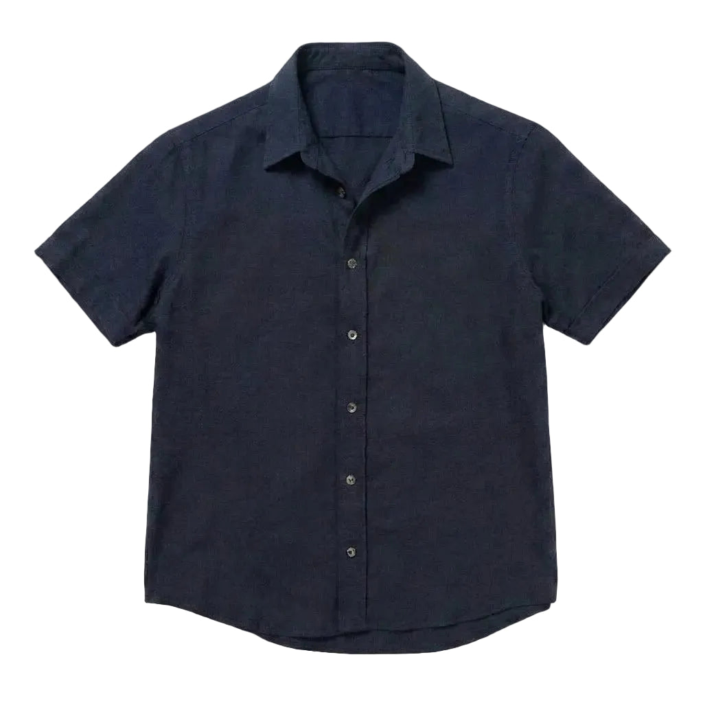 The Short Sleeve Mercier 160 in Deep Navy Indian Cotton Gallery 1