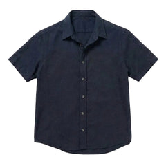 The Short Sleeve Jack 160 in Deep Navy Indian Cotton